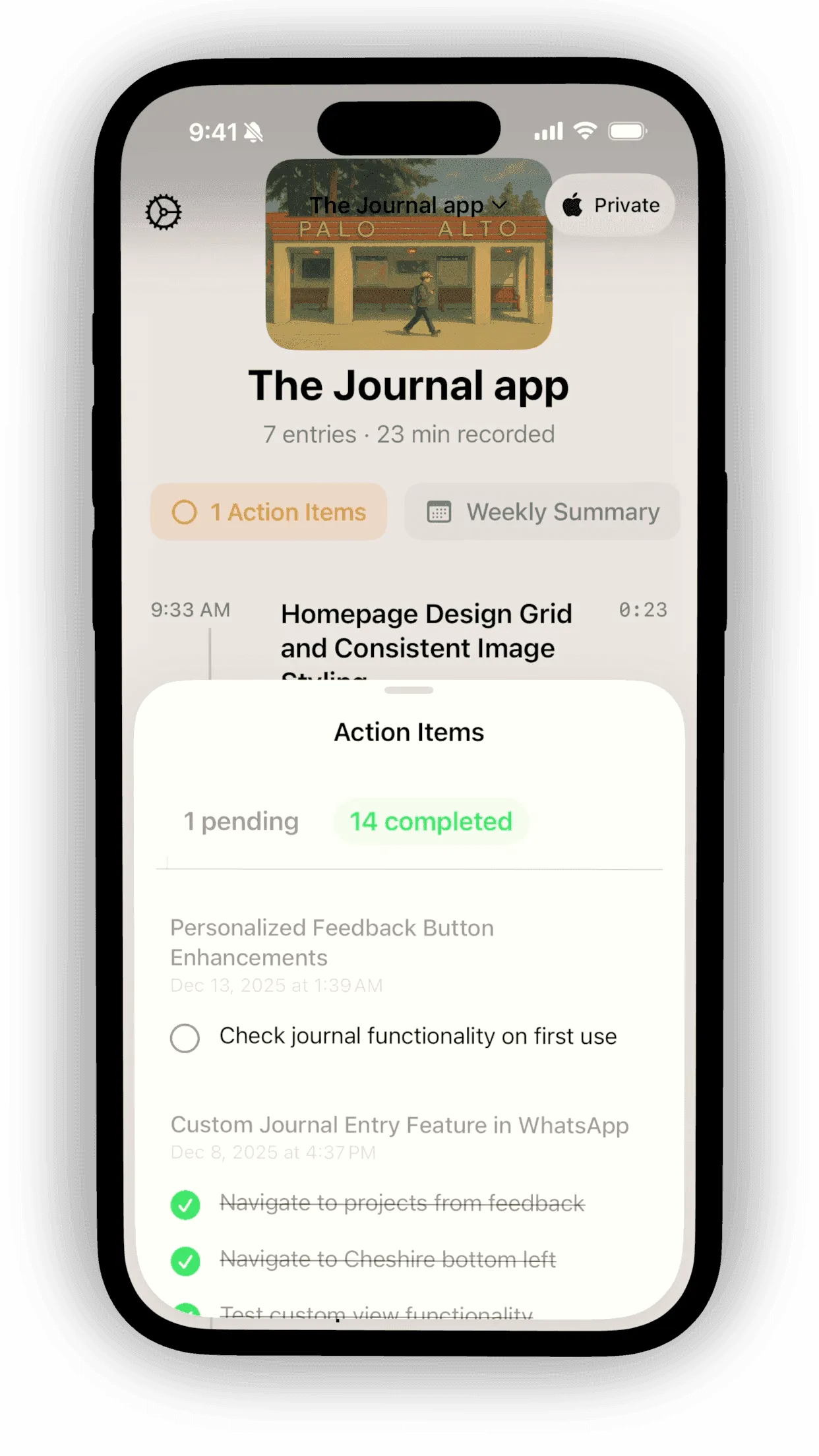 Mark action items complete