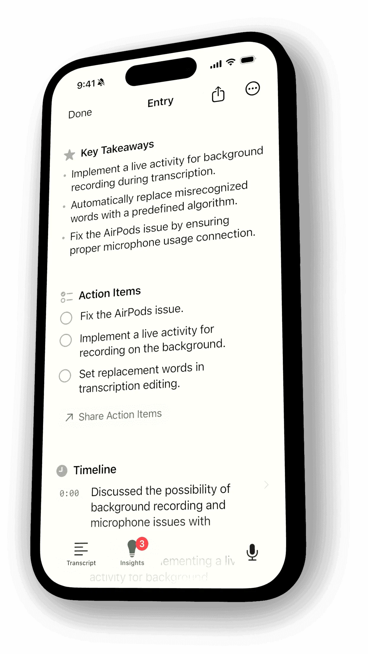 Action items summary